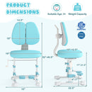 Kids Study Chair with Adjustable Double Backrest and Footrest