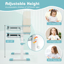 Height Adjustable Kids Study Desk with Tilt Desktop-Blue