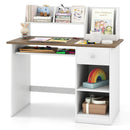 Kids Study Desk Children Writing Table with Hutch Drawer Shelves and Keyboard Tray-White by LJGDeals