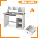 Kids Study Desk with Hutch, Drawer & Shelves