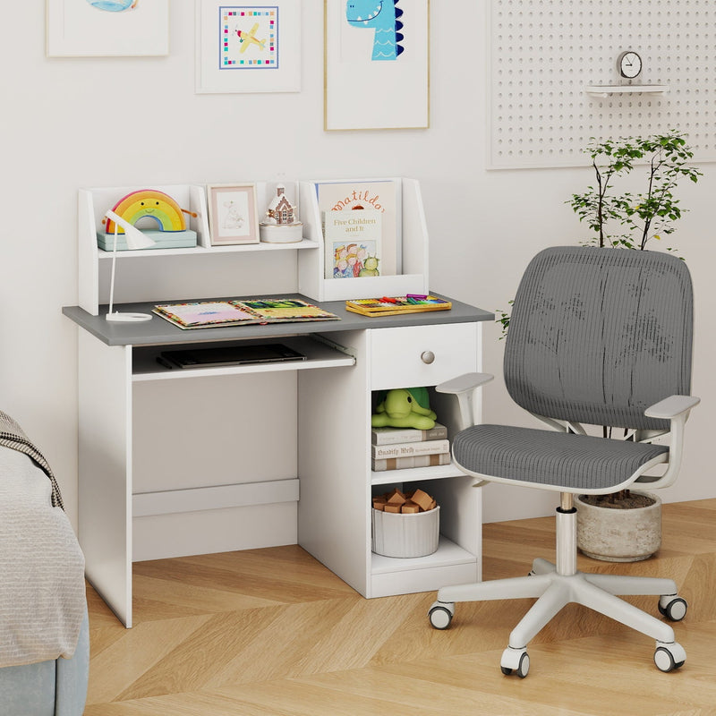 Kids Study Desk with Hutch, Drawer & Shelves, photo 6 of 8
