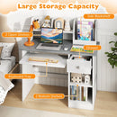 Kids Study Desk with Hutch, Drawer & Shelves