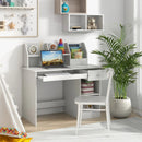Kids Study Desk Children Writing Table with Hutch Drawer Shelves and Keyboard Tray-White by LJGDeals