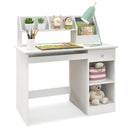 Kids Study Desk Children Writing Table with Hutch Drawer Shelves and Keyboard Tray-White by LJGDeals