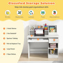Kids Study Desk Children Writing Table with Hutch Drawer Shelves and Keyboard Tray-White by LJGDeals