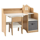 Kids Study Desk and Chair Set with Open Shelves Drawer and Fabric Storage Bin-Natural by LJGDeals