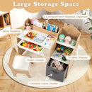 Kids Study Desk and Chair Set with Open Shelves Drawer and Fabric Storage Bin-Natural by LJGDeals