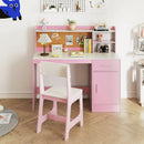 Kids Study Desk and Chair Set with Storage and Bulletin Board by DirectDeals