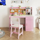 Kids Study Desk and Chair Set with Storage and Bulletin Board by LJGDeals