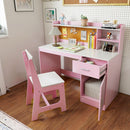 Kids Study Desk and Chair Set with Storage and Bulletin Board