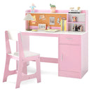 Kids Study Desk and Chair Set with Storage and Bulletin Board