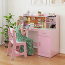 Kids Study Desk and Chair Set with Storage and Bulletin Board by LJGDeals