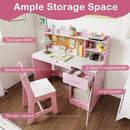 Kids Study Desk and Chair Set with Storage and Bulletin Board by LJGDeals