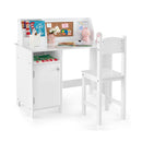 Kids Study Desk and Chair Set with Storage Cabinet