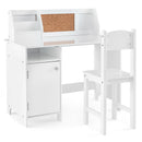 Kids Study Desk and Chair Set with Storage Cabinet