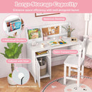 Kids Study Desk and Chair Set with Storage Cabinet