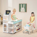Wooden Kids Supermarket Playset with Cash Register and Shopping Cart-White by LJGDeals