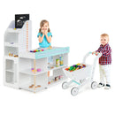 Wooden Kids Supermarket Playset with Cash Register and Shopping Cart-White by LJGDeals