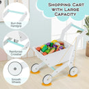 Wooden Kids Supermarket Playset with Cash Register and Shopping Cart-White by LJGDeals