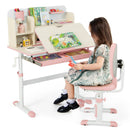 Height Adjustable Children School Home Study Table and Chair Set with Tilted Desktop for 3-12 Years Old by LJGDeals