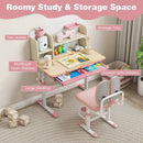 Height Adjustable Children School Home Study Table and Chair Set with Tilted Desktop for 3-12 Years Old by LJGDeals