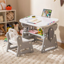 Height Adjustable Kids Table and Chair Set with Tiltable Whiteboard and Concave Shelf by LJGDeals