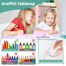 Kids Table and Chairs Set for 4 with Graffiti Desktop by DirectDeals