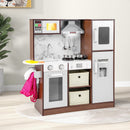 Kids Modern Toy Kitchen Playset with Attractive Lights and Sounds-Coffee