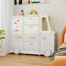 Kids Toy Storage Organizer Bus-shaped Children Cabinet with 4 Pull-out Drawers with Handles-Gray by LJGDeals