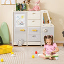 Kids Toy Storage Organizer Bus-shaped Children Cabinet with 4 Pull-out Drawers with Handles-Gray by LJGDeals