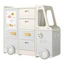 Kids Toy Storage Organizer Bus-shaped Children Cabinet with 4 Pull-out Drawers with Handles-Gray by LJGDeals