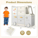Kids Toy Storage Organizer Bus-shaped Children Cabinet with 4 Pull-out Drawers with Handles-Gray by LJGDeals