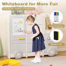 Kids Toy Storage Organizer Bus-shaped Children Cabinet with 4 Pull-out Drawers with Handles-Gray