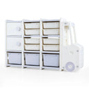 Kids Toy Storage Organizer Truck-shaped Toy Chest with 2 Cabinets and 11 Removable Bins-Grey by LJGDeals