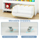 Kids Toy Storage Organizer Wooden Bookcase with 2 Movable Drawers