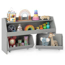 Kids Toy Storage Organizer Wooden Bookcase with 2 Movable Drawers