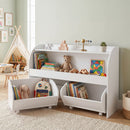 Kids Storage Organizer with Rolling Drawers & Bookshelf