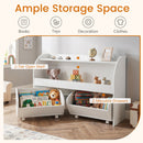 Kids Storage Organizer with Rolling Drawers & Bookshelf