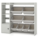 Kids Toy Storage and Bookshelf with Open Shelves and Single-door Cabinet