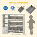 Kids Toy Storage and Bookshelf with Open Shelves and Single-door Cabinet