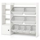 Kids Toy Storage and Bookshelf with Open Shelves and Single-door Cabinet