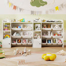 Kids Toy Storage and Bookshelf with Open Shelves and Single-door Cabinet