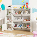 Kids Toy Storage and Bookshelf with Open Shelves and Single-door Cabinet