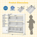 Kids Toy Storage and Bookshelf with Open Shelves and Single-door Cabinet