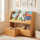 Kids Storage Organizer with Rolling Drawers and Bookshelf