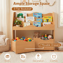Kids Storage Organizer with Rolling Drawers and Bookshelf