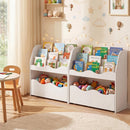 Kids Storage Organizer with Rolling Drawers and Bookshelf