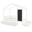 Kids Twin Size Bed with 2 Drawers Solid Wood Bed with Blackboard by LJGDeals