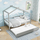 Kids Twin Size House Bed with Trundle and Roof by LJGDeals