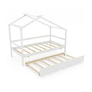 Kids Twin Size House Bed with Trundle and Roof by LJGDeals